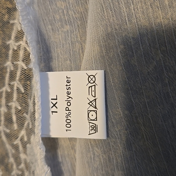 Floral Pattern White Lace Splicing Blouse, Open Front Cover Up Kimono Women 1X - Picture 9 of 13